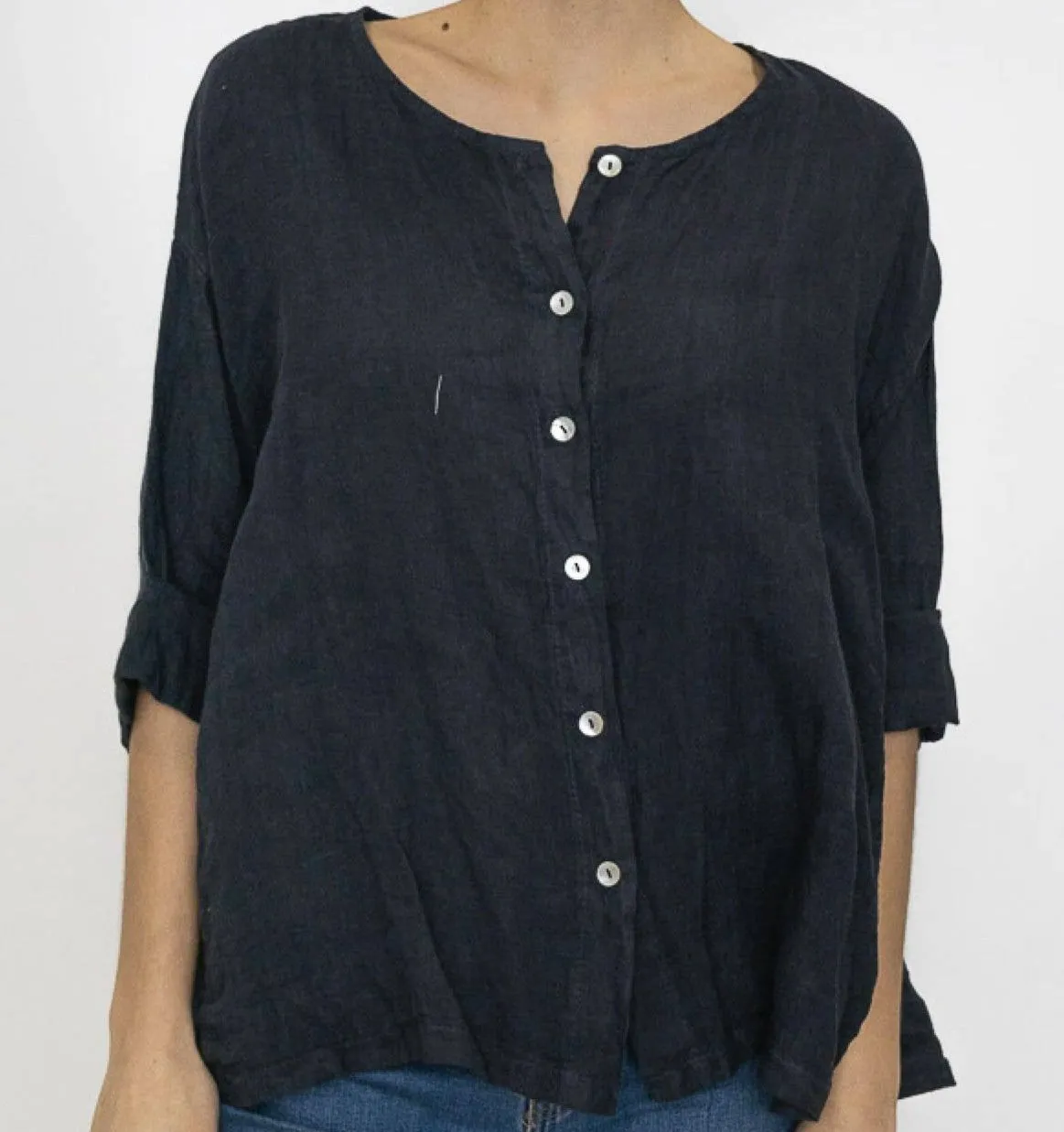 11916 Buttonup Linen Top