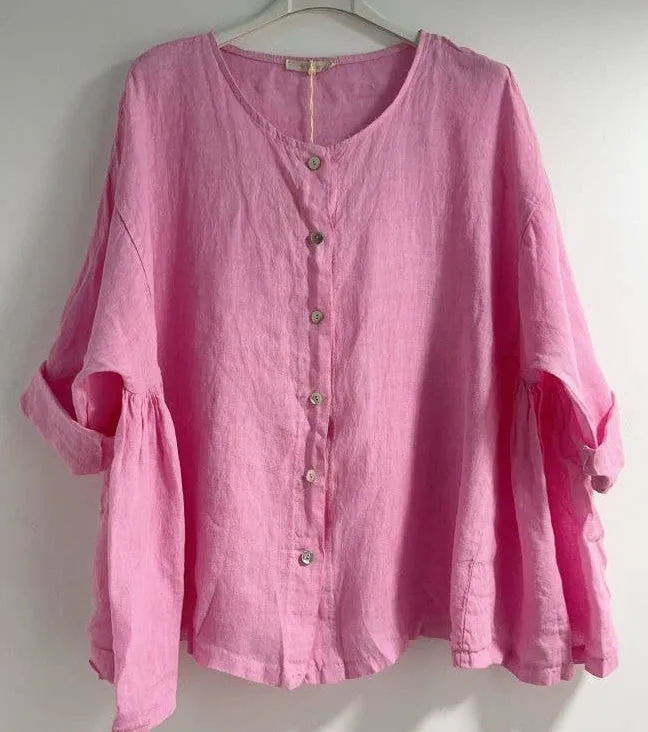11916 Buttonup Linen Top