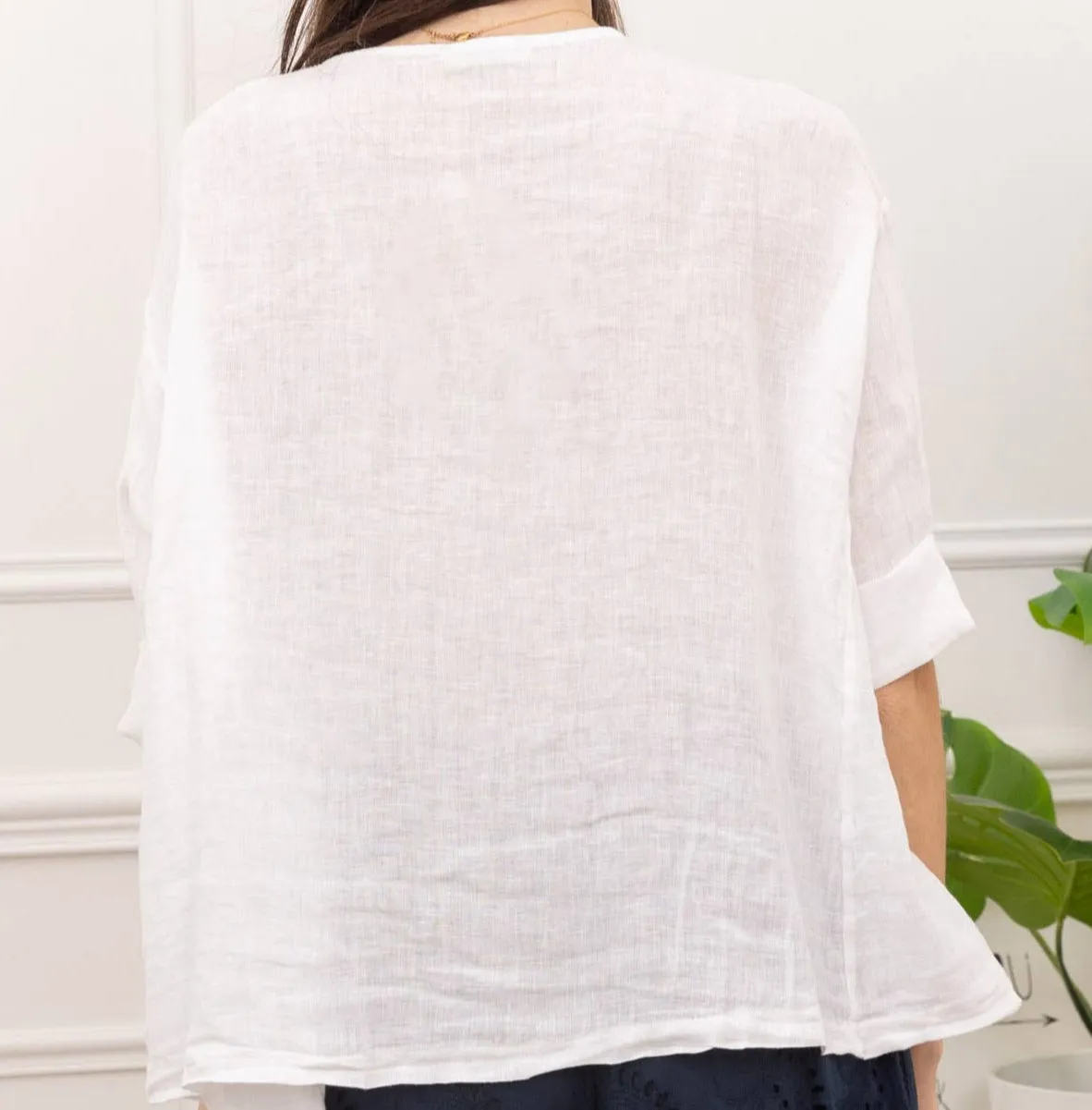 11916 Buttonup Linen Top