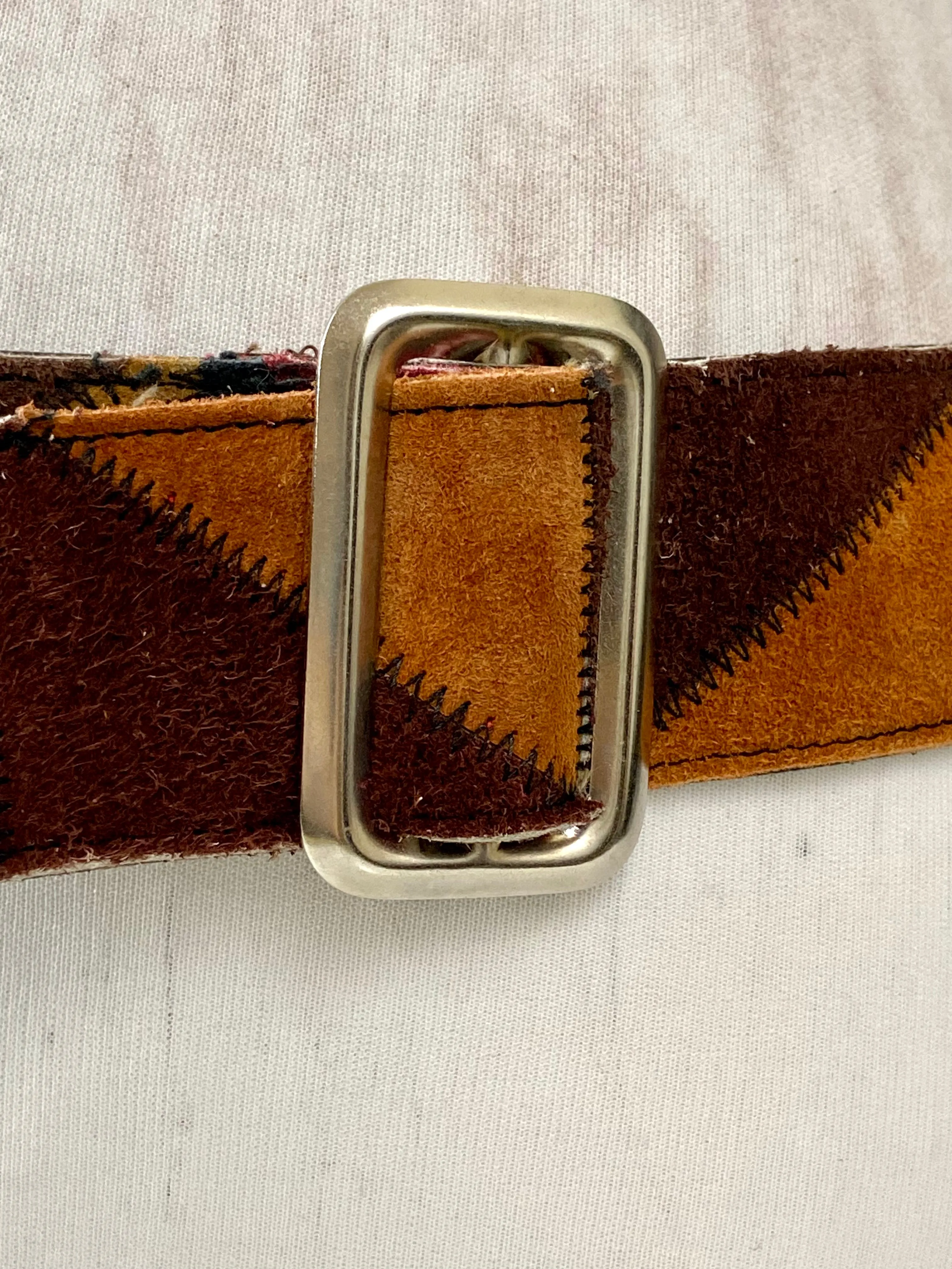 1970s Patchwork Suede belt