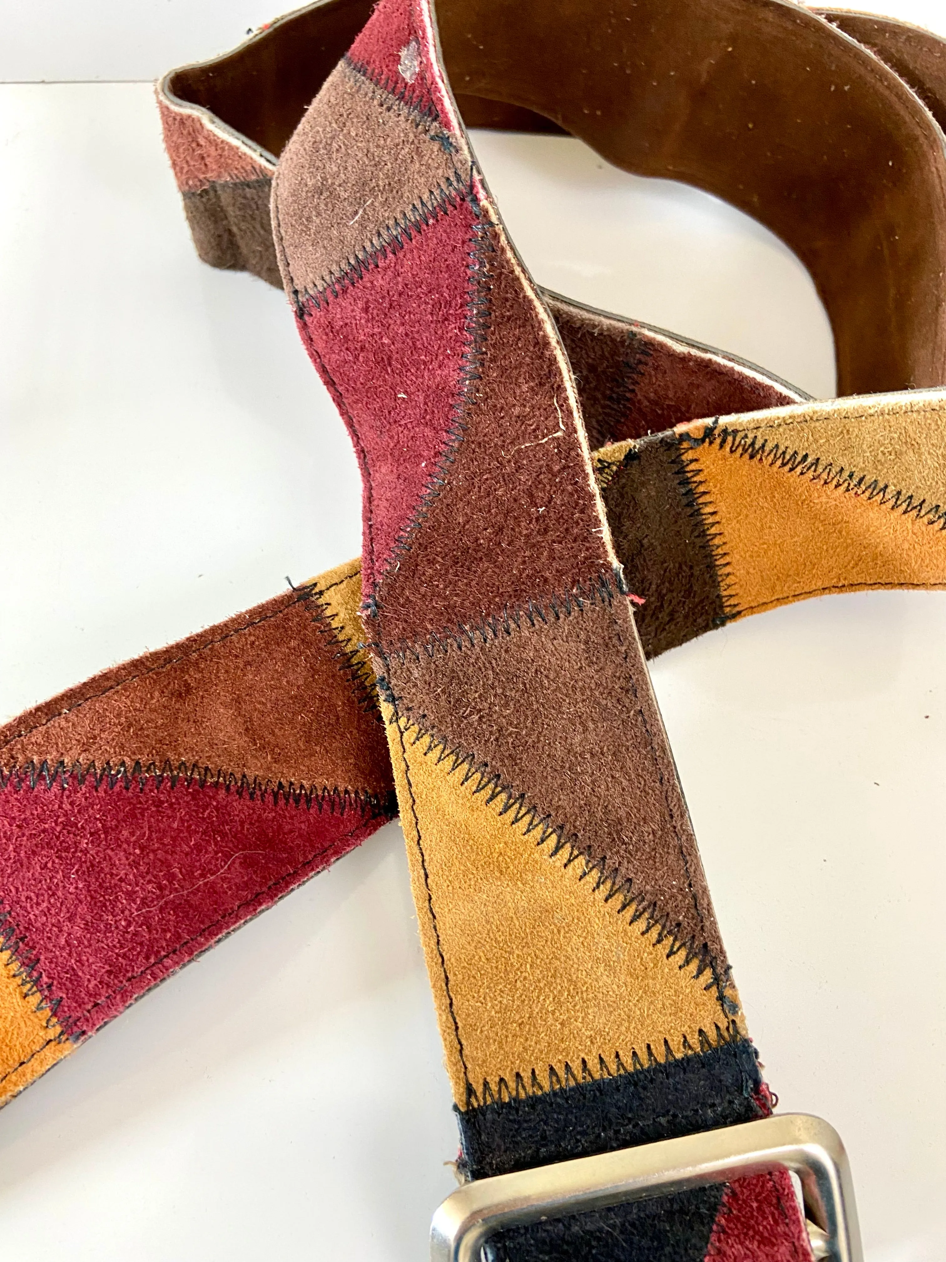1970s Patchwork Suede belt