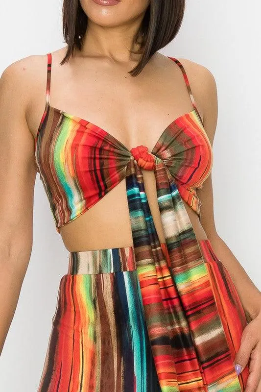 2pc set- print crop top & maxi skirt