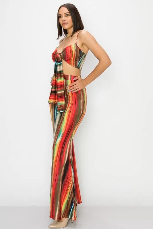 2pc set- print crop top & maxi skirt