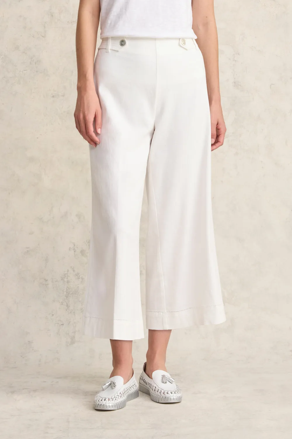 7/8th Linen Pant - White