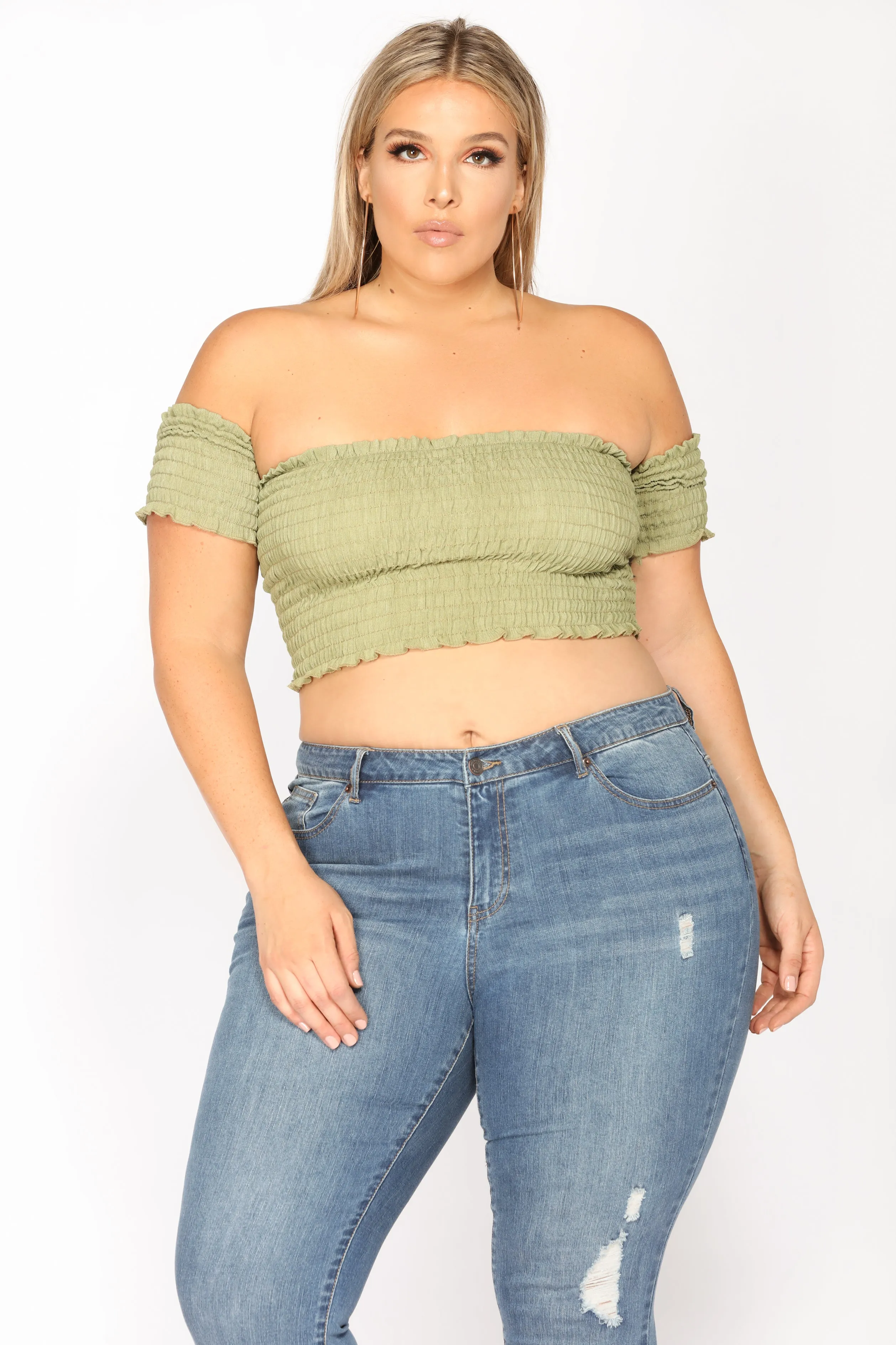 Alissa Smocked Top - Light Olive