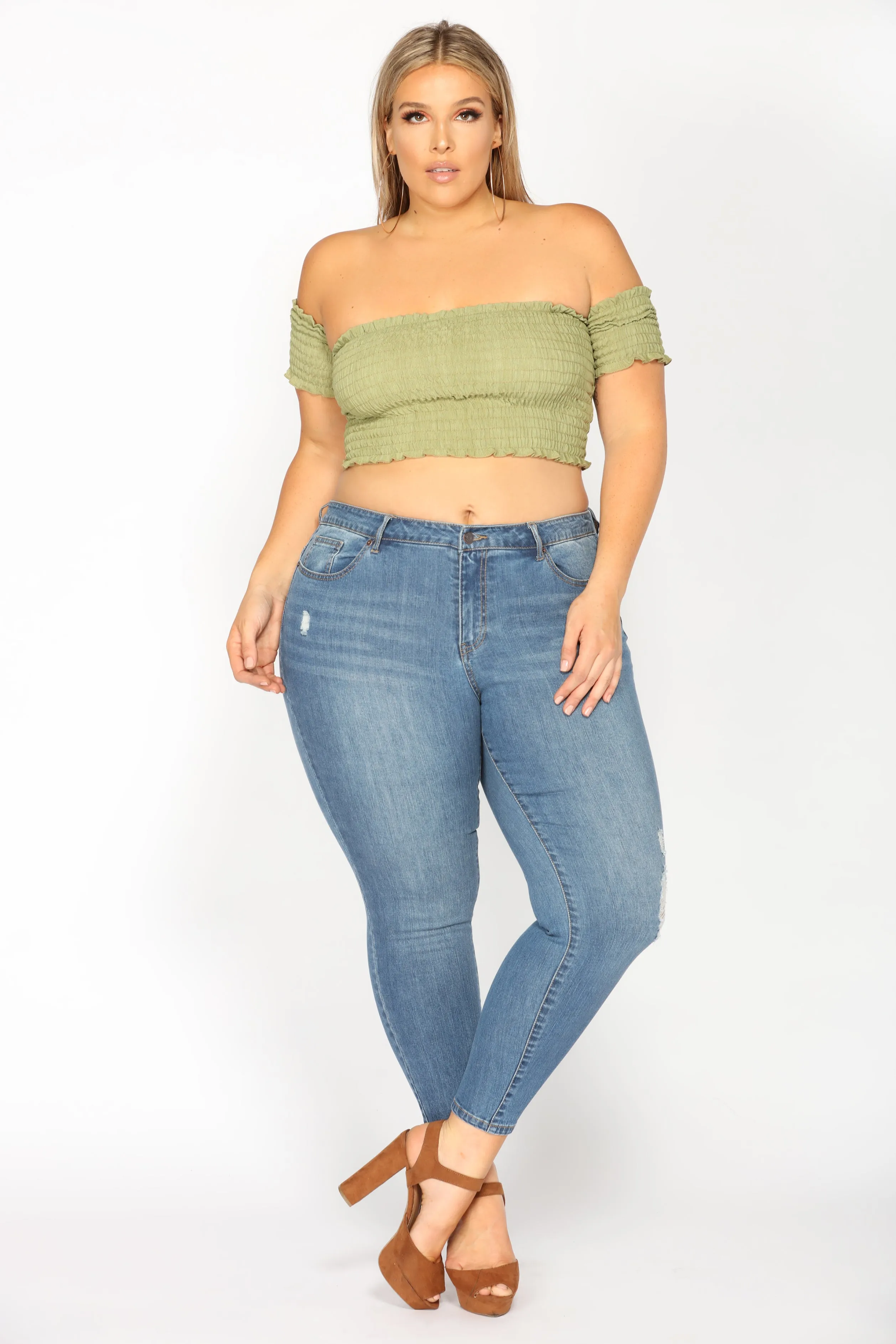 Alissa Smocked Top - Light Olive