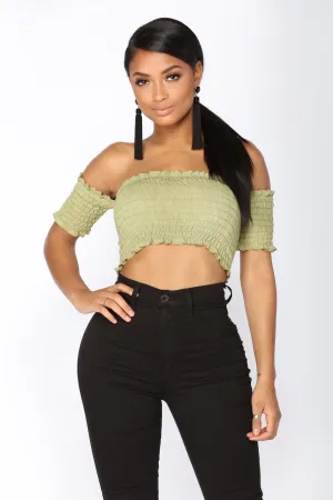 Alissa Smocked Top - Light Olive