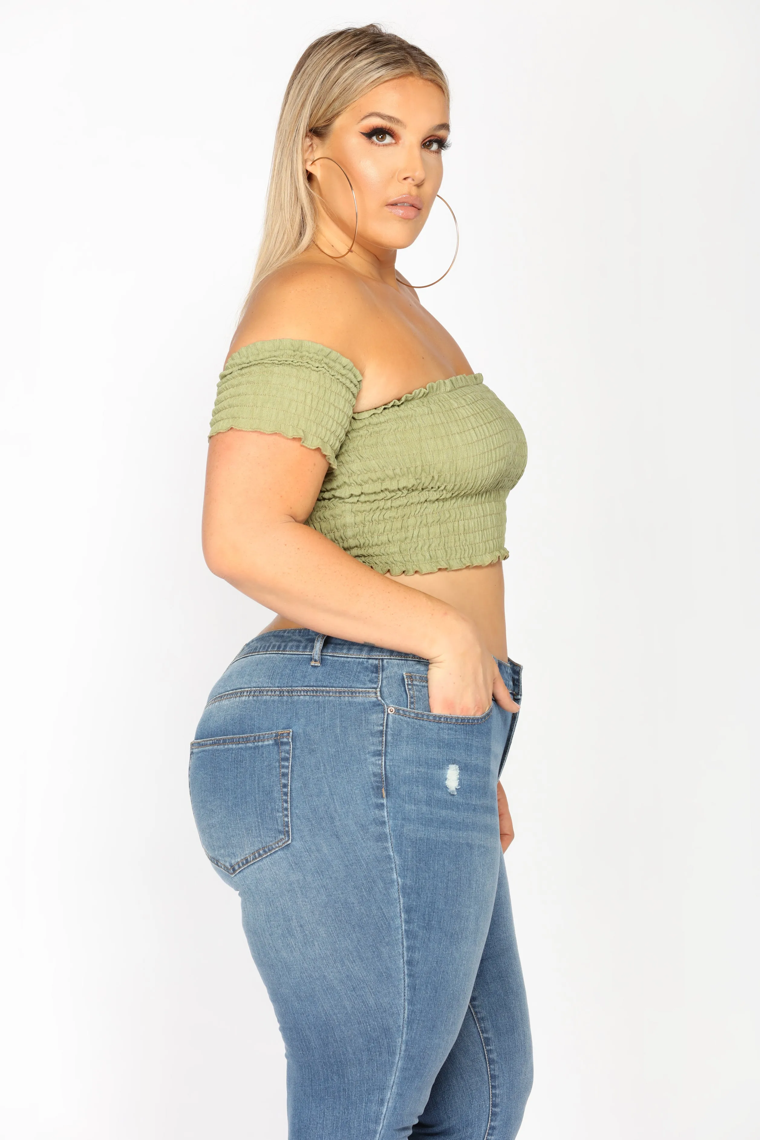 Alissa Smocked Top - Light Olive