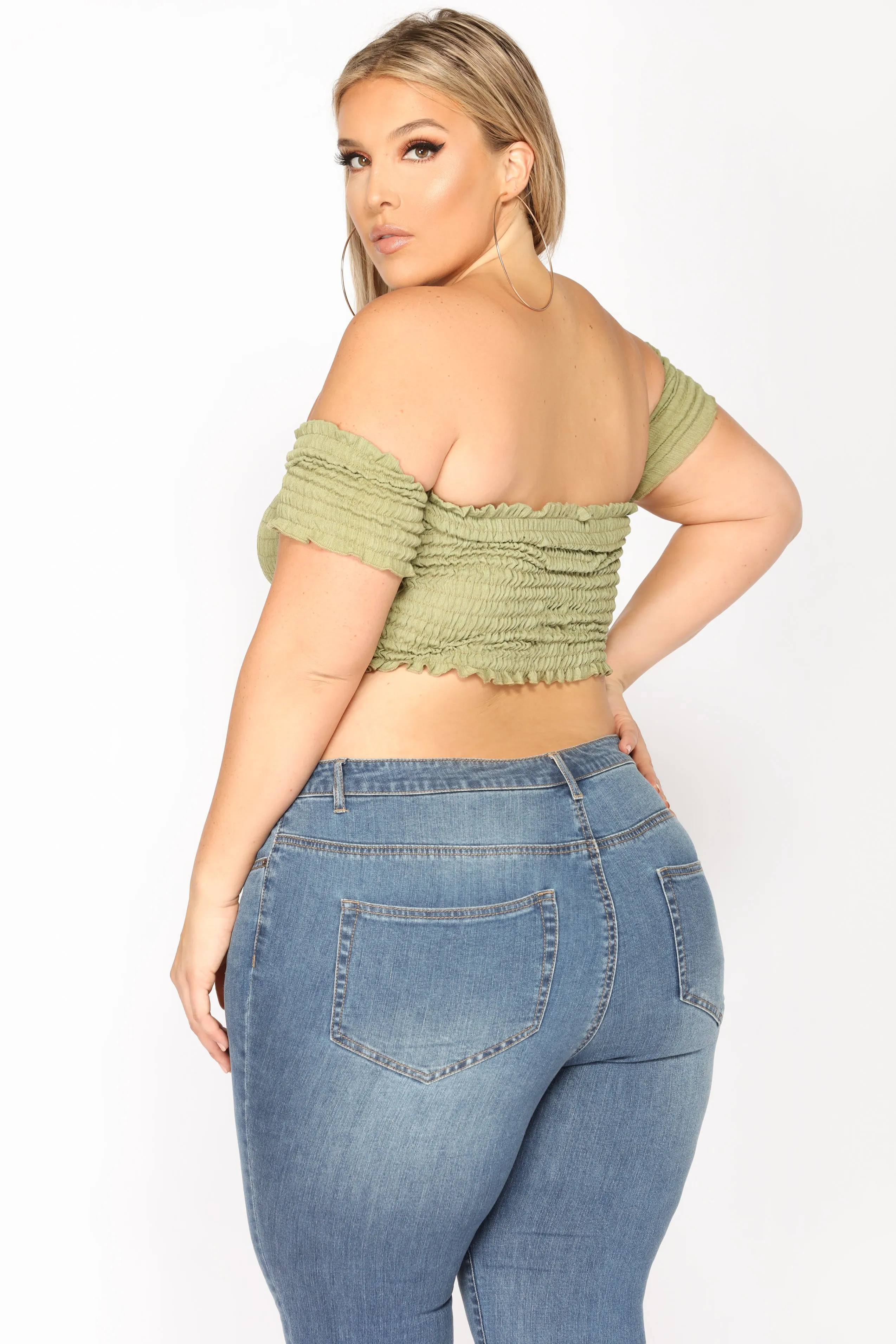 Alissa Smocked Top - Light Olive