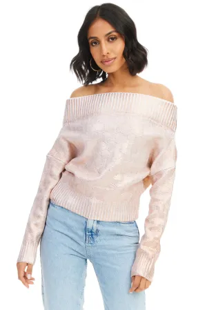 ALL Foiled Alba Sweater Off Shoulder