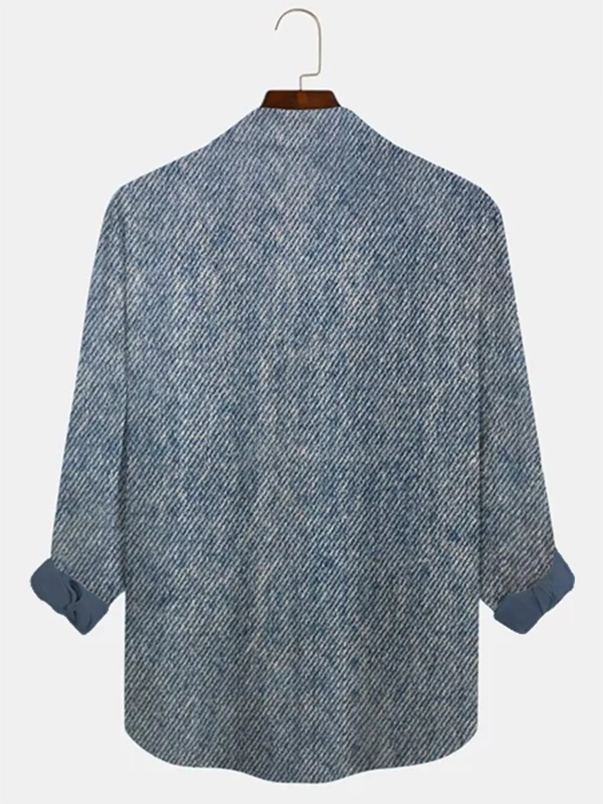 Alohadaddy Basic Casual Print Beach Men's Hawaiian Oversized Long Sleeve Shirt with Pockets