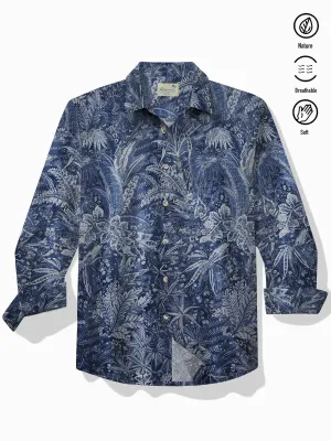 Alohadaddy Beach Holiday Men's Long Sleeve Shirts Floral Art Vintage Aloha Pocket Camp Shirts Big Tall