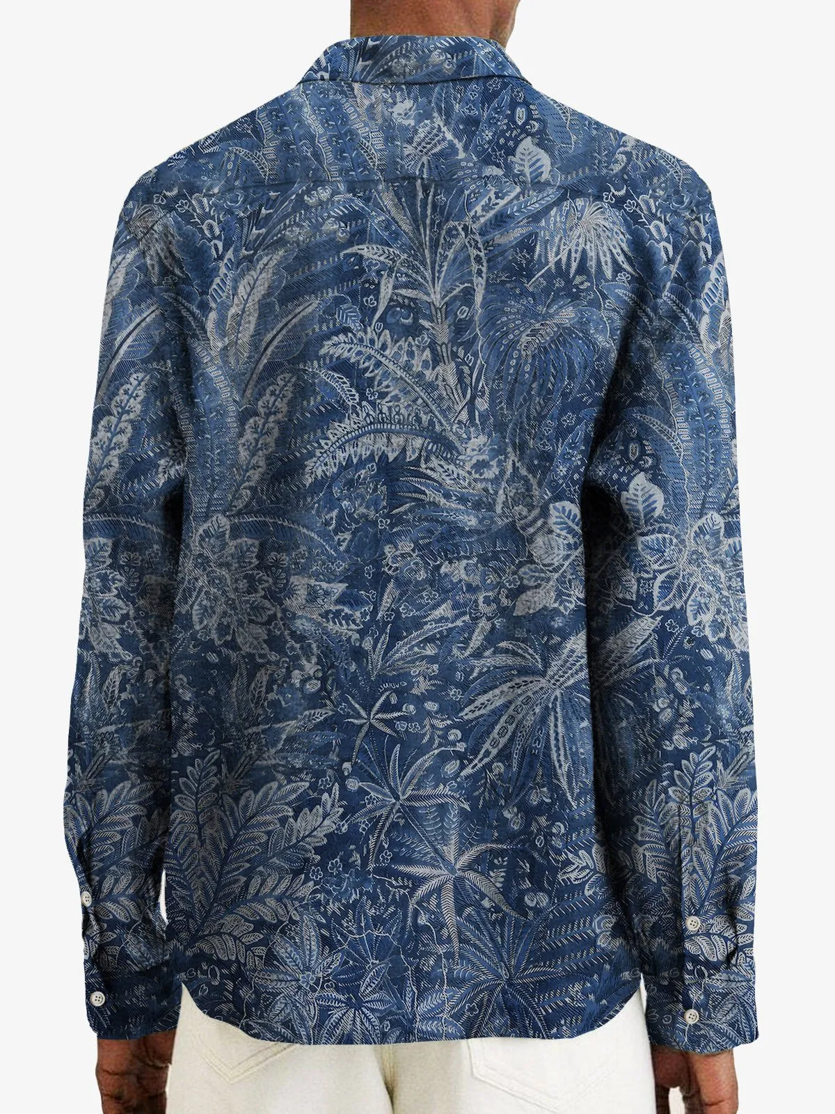 Alohadaddy Beach Holiday Men's Long Sleeve Shirts Floral Art Vintage Aloha Pocket Camp Shirts Big Tall