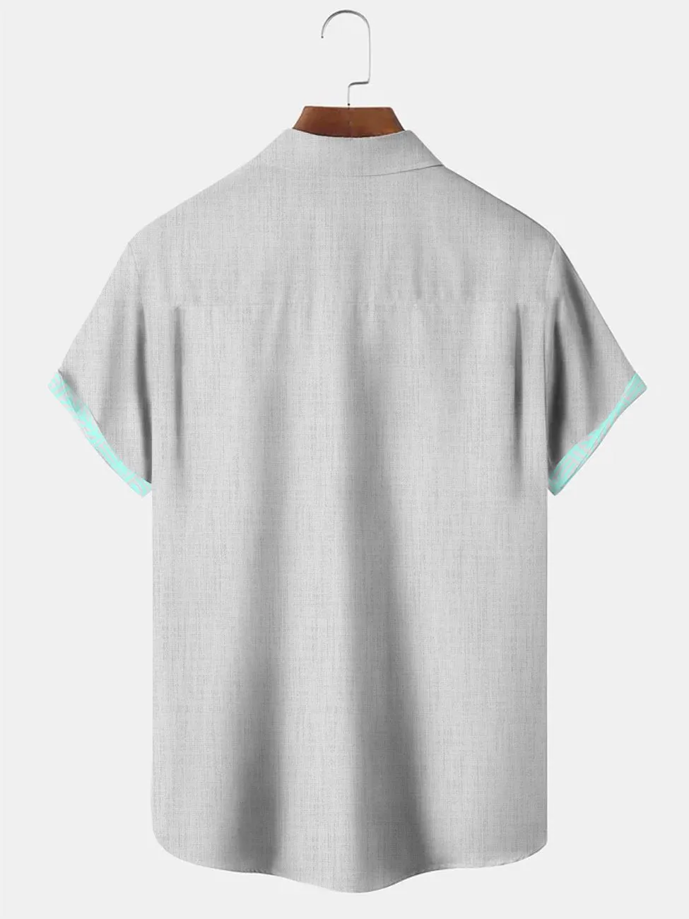 Alohadaddy Geometric Contrast Button Pocket Casual Short Sleeve Shirt