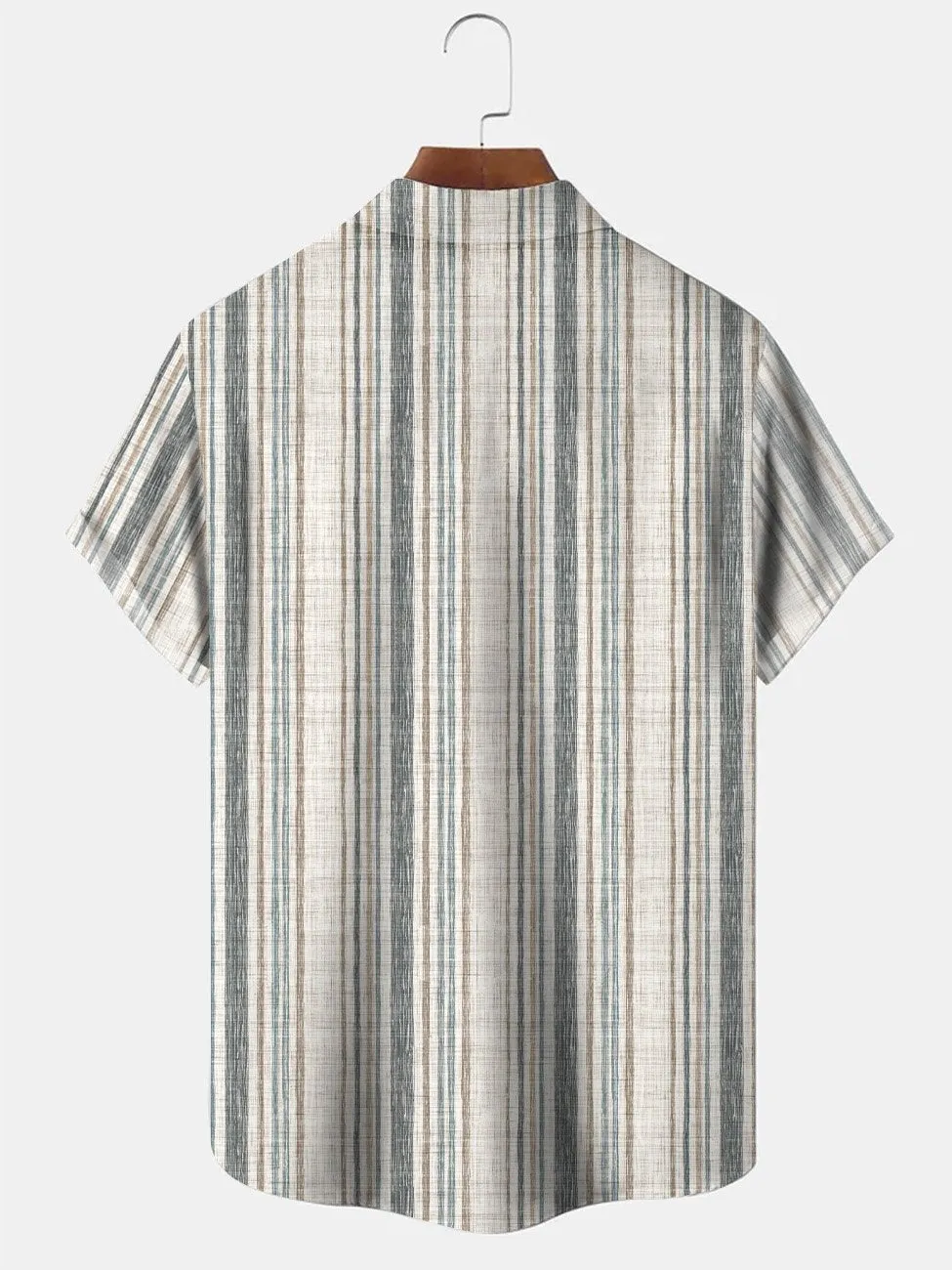 Alohadaddy Geometric Pattern Button Pocket Casual Bowling Commuter Short Sleeve Shirt