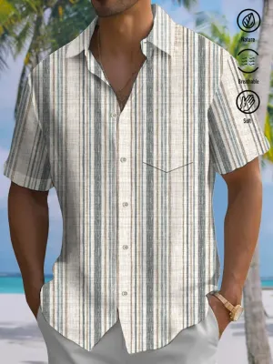 Alohadaddy Geometric Pattern Button Pocket Casual Bowling Commuter Short Sleeve Shirt