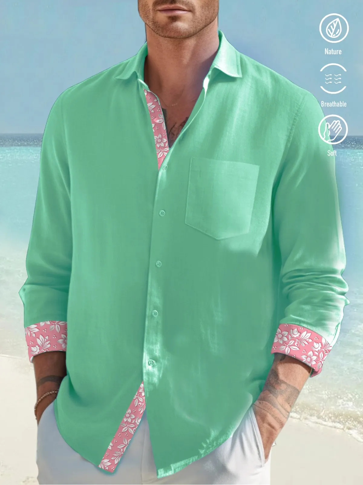 Alohadaddy Geometric Print Men's Button Pocket Shirt