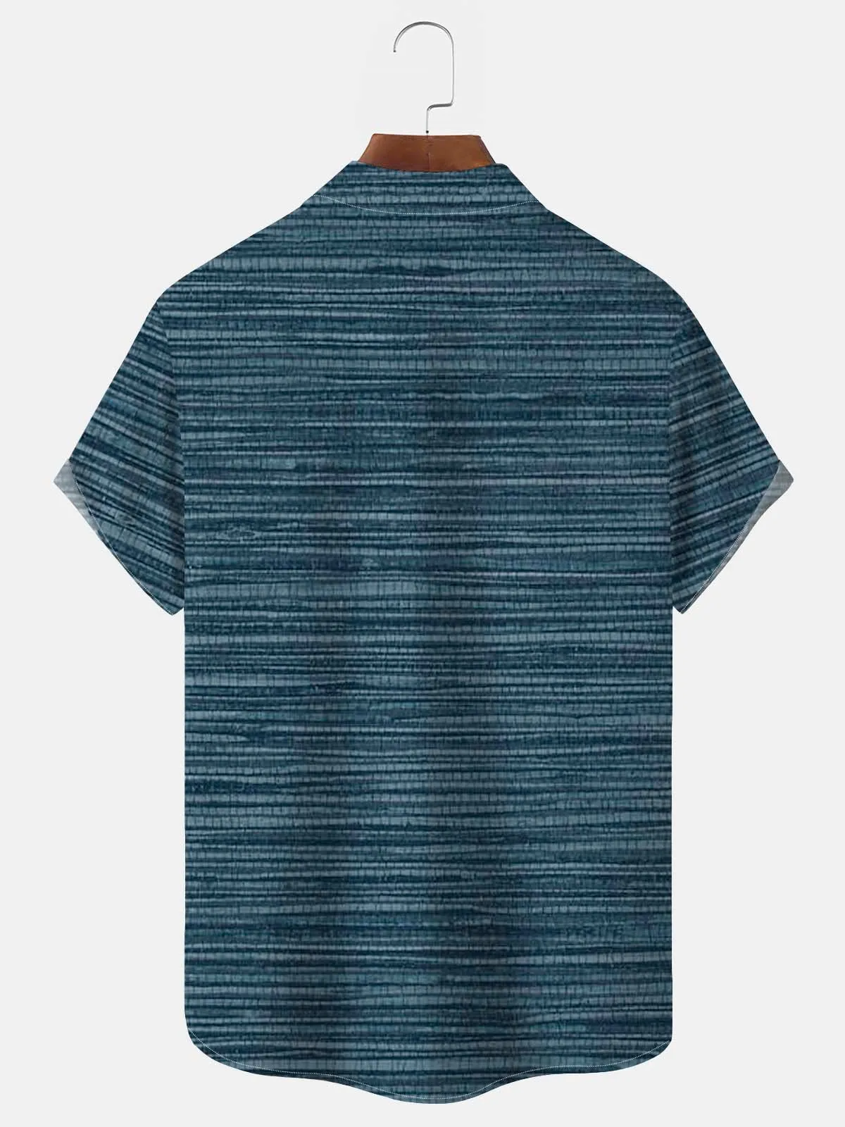 Alohadaddy Vintage Dark Blue Men's Casual Shirts Stretch Aloha Camp Pocket Shirts