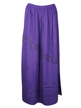Amethyst Boho Western Long Skirt, Embroidered Maxi Skirts S/M/L