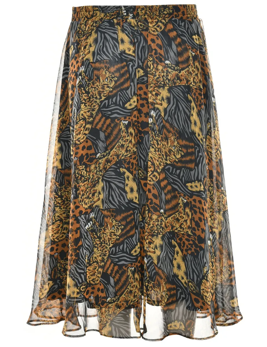 Animal Print Maxi Skirt - S