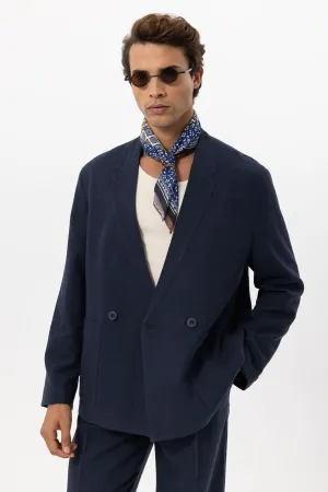 ANT Men's Linen Blend Double-breasted Buttoned Blazer Jacket - College Park