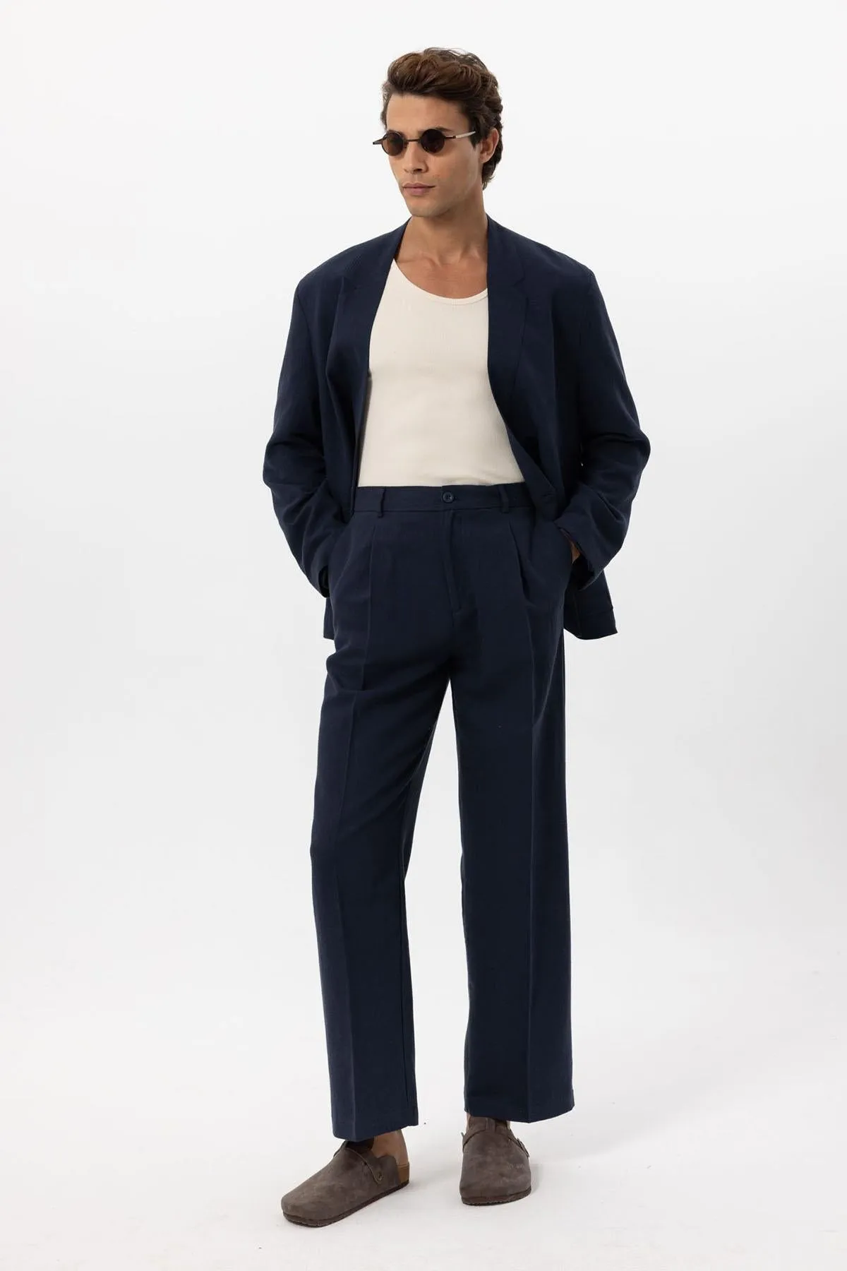 ANT Men's Linen Blend Double-breasted Buttoned Blazer Jacket - College Park