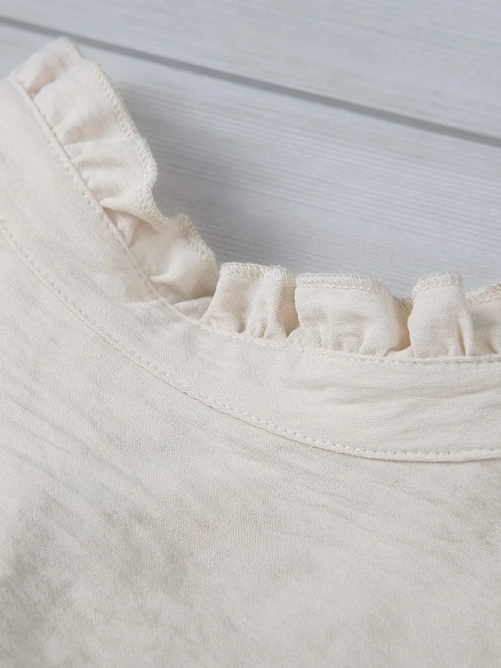 Apricot Frilled Sleeveless Top with Button Front Detail