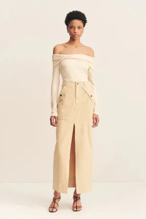 ARIANNA FRONT SPLIT MAXI SKIRT - SAND