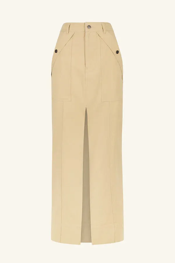 ARIANNA FRONT SPLIT MAXI SKIRT - SAND