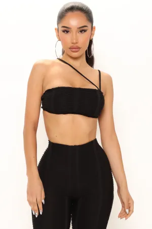Attention On You Distressed Top  - Black