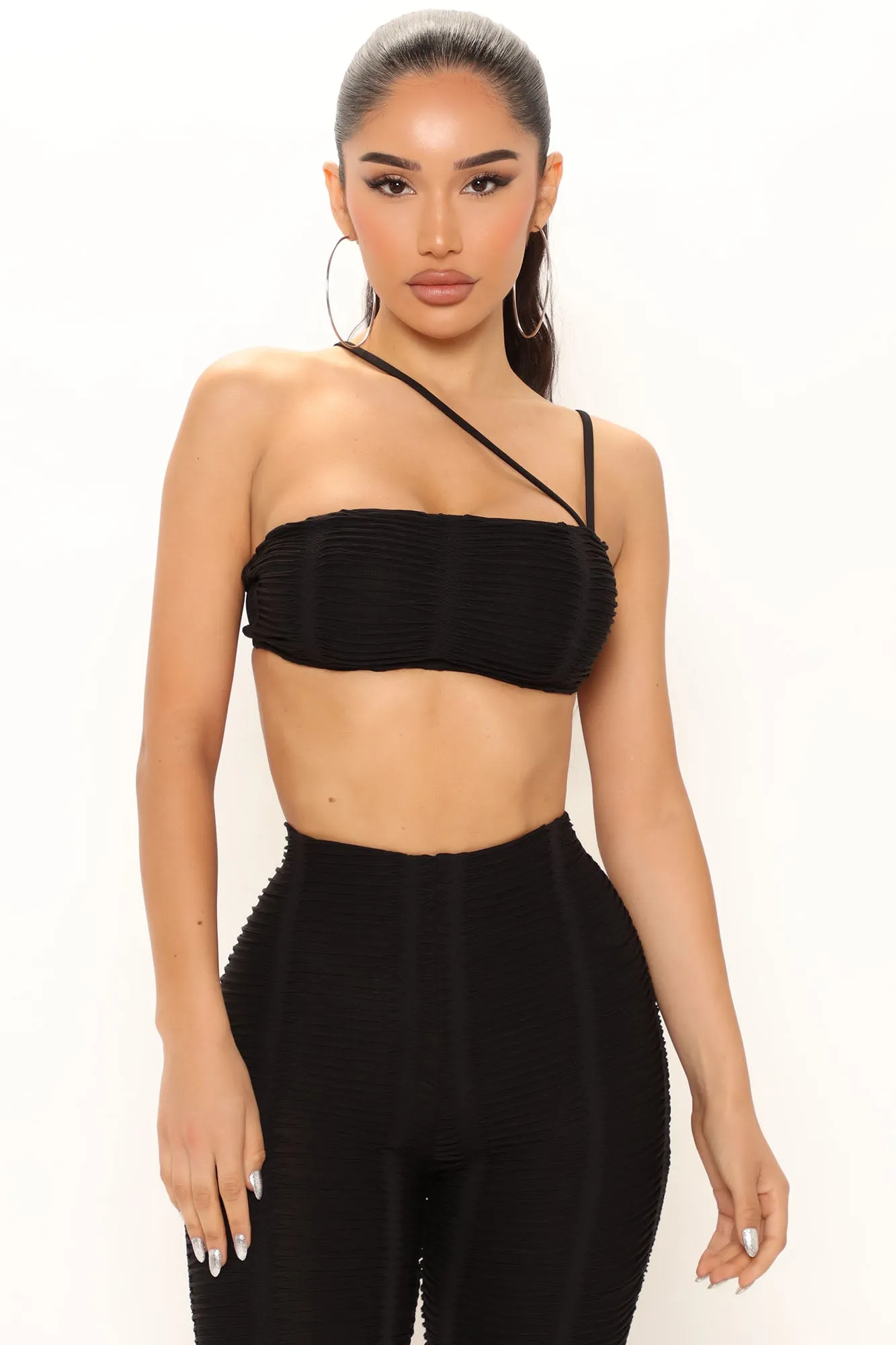 Attention On You Distressed Top  - Black