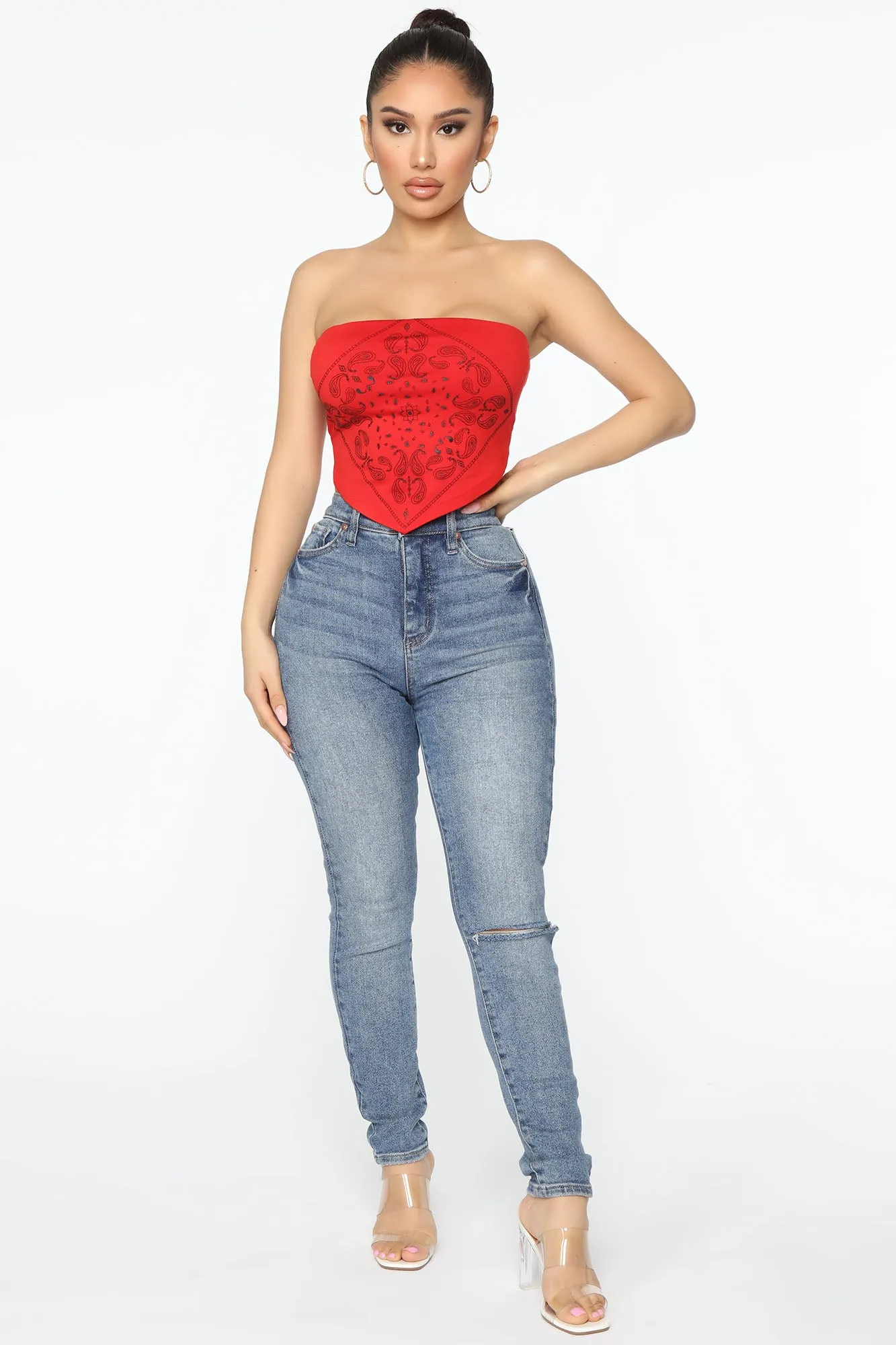 Baddie From The Block Top - Red/combo