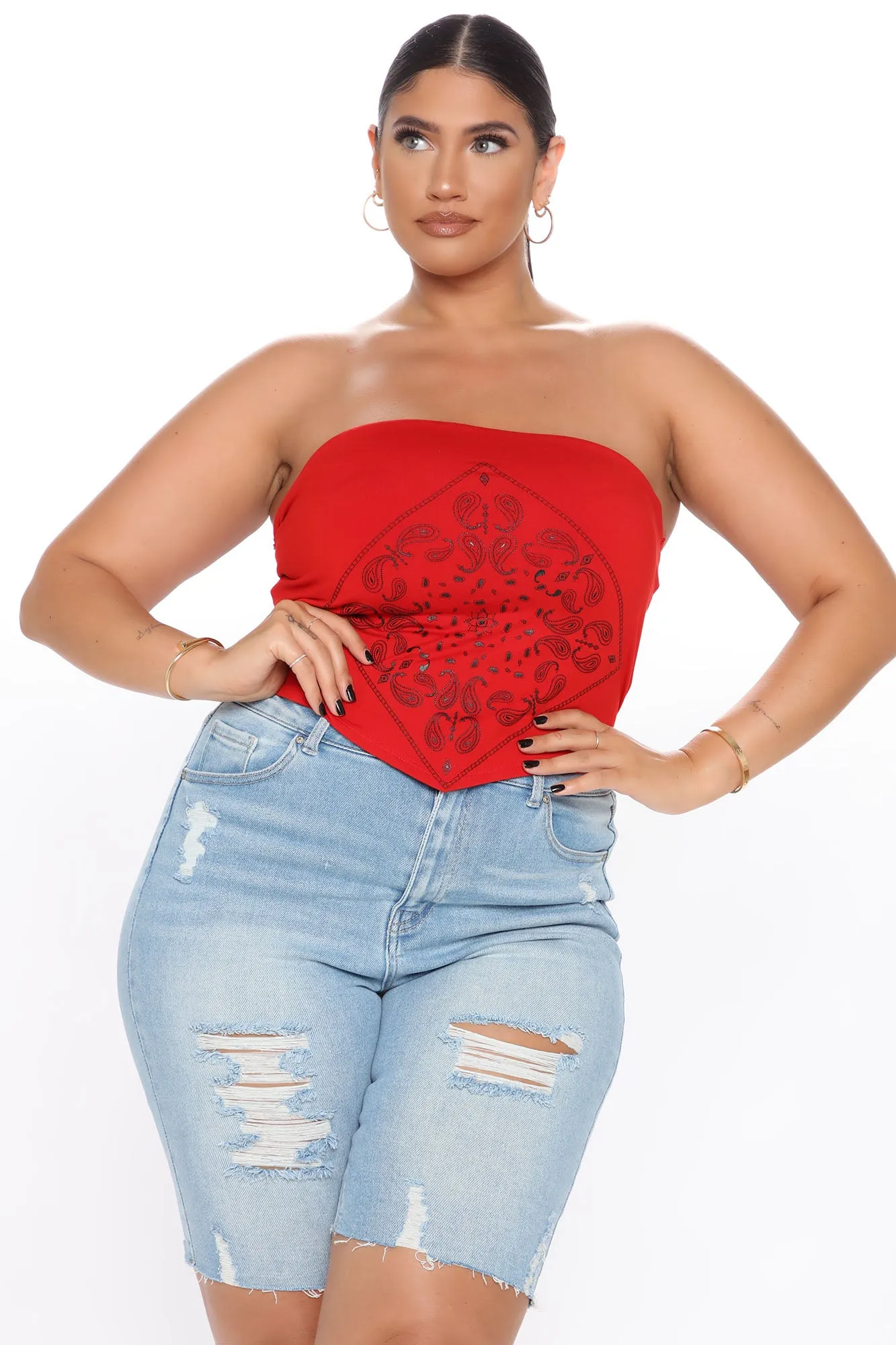Baddie From The Block Top - Red/combo