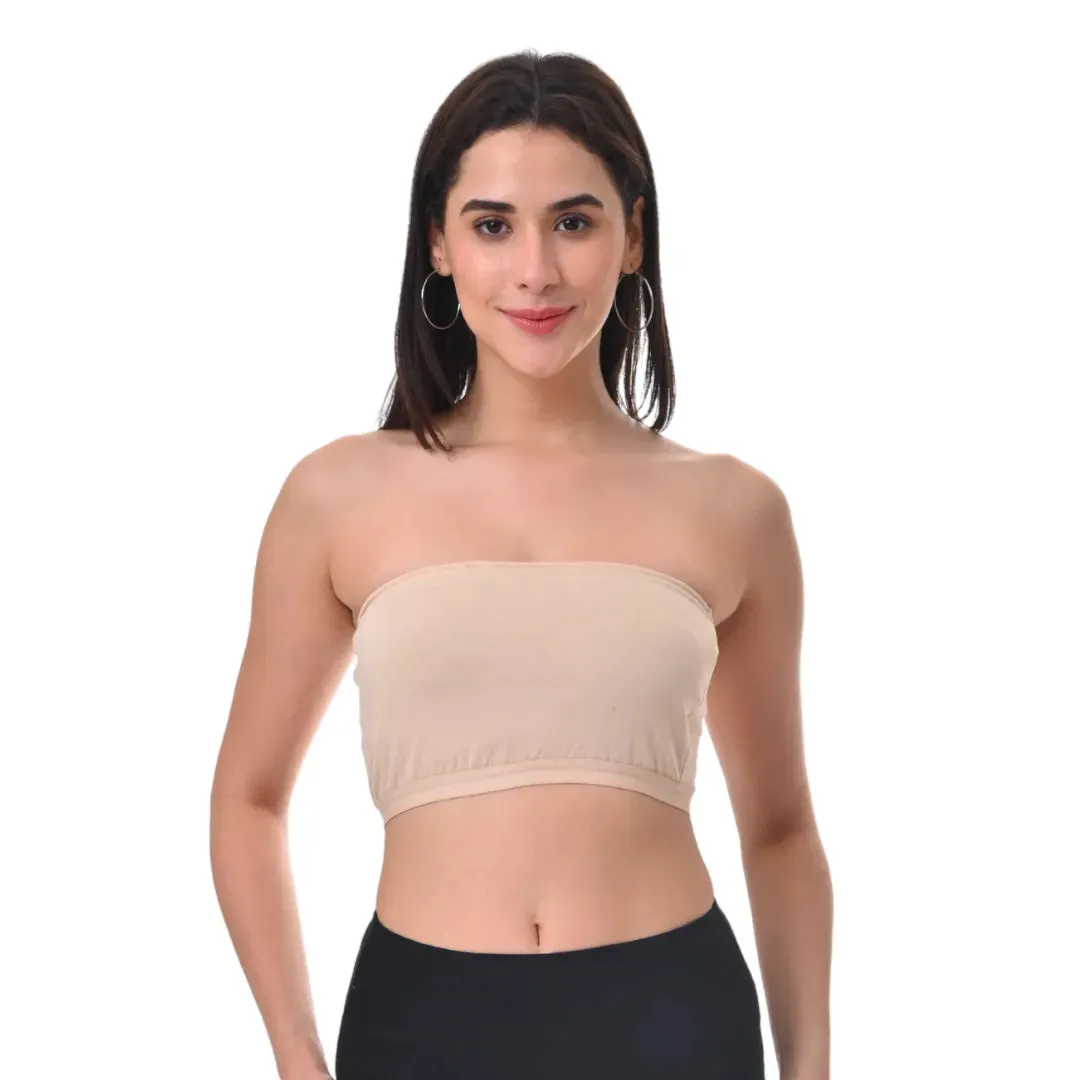 Bandeau/Tube Bra For Women | Strapless Bra | Silicone Anti-Slip Band | Triple Layer Front Panel | Conceals Visibility Of Nipples