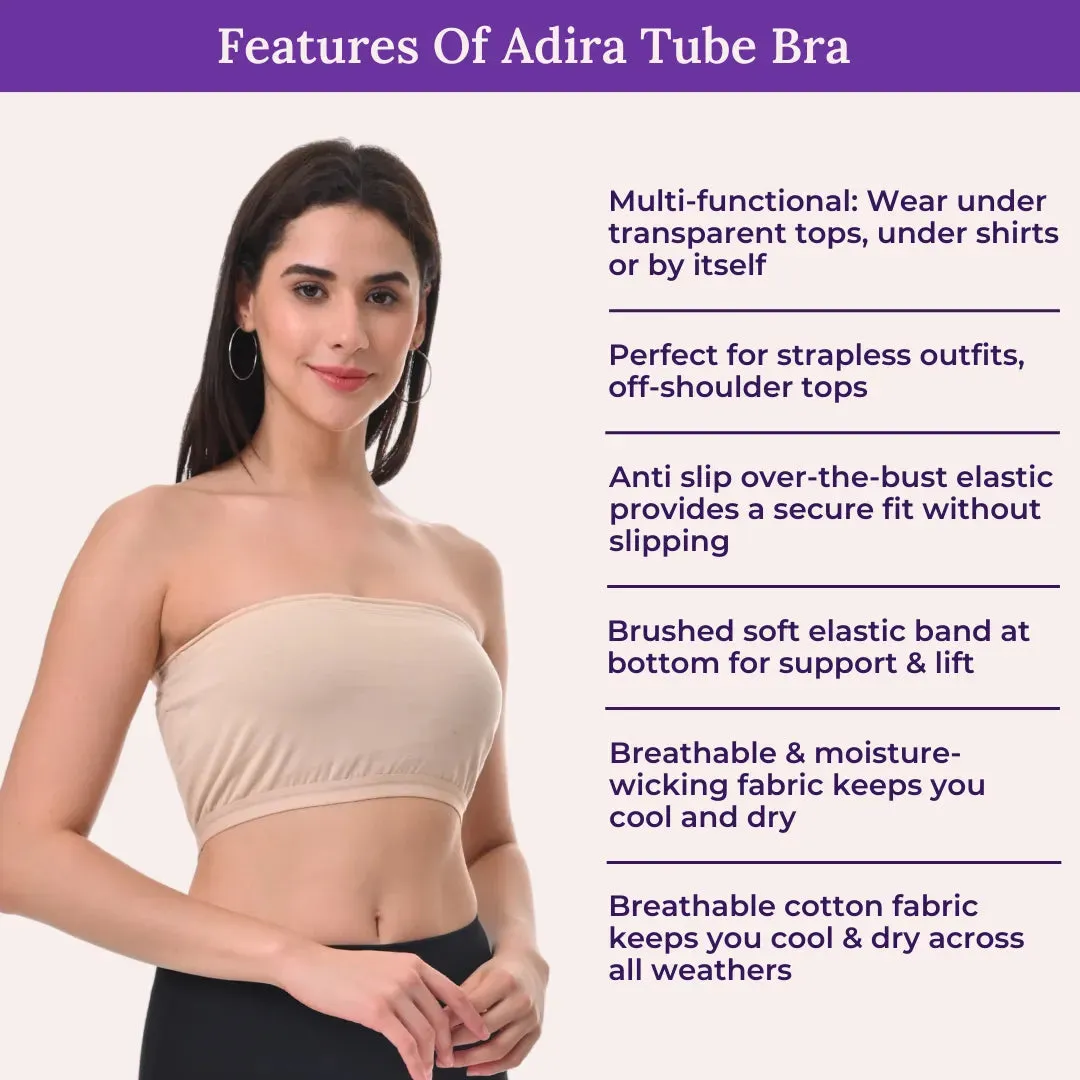 Bandeau/Tube Bra For Women | Strapless Bra | Silicone Anti-Slip Band | Triple Layer Front Panel | Conceals Visibility Of Nipples