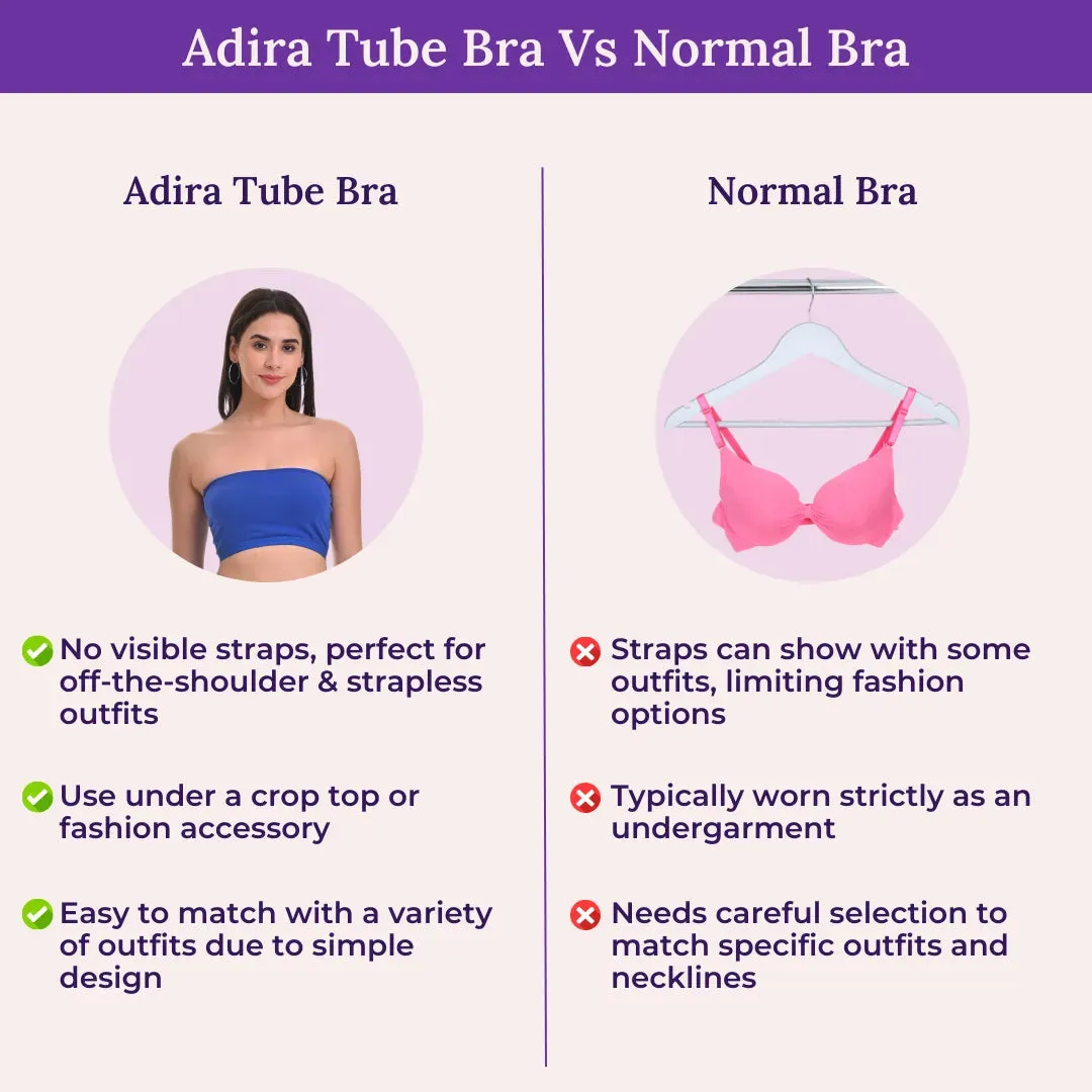 Bandeau/Tube Bra For Women | Strapless Bra | Silicone Anti-Slip Band | Triple Layer Front Panel | Conceals Visibility Of Nipples