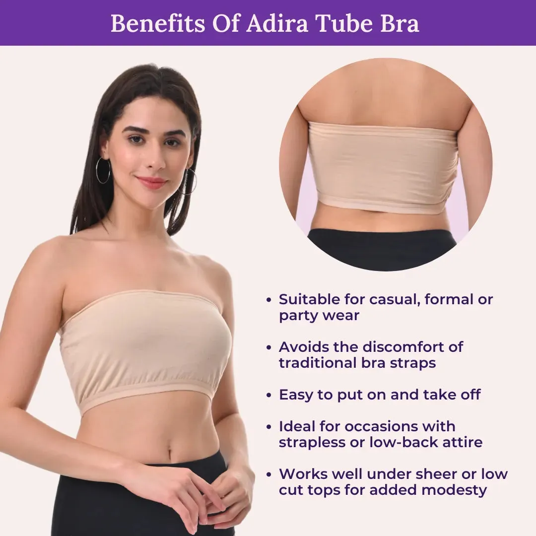 Bandeau/Tube Bra For Women | Strapless Bra | Silicone Anti-Slip Band | Triple Layer Front Panel | Conceals Visibility Of Nipples