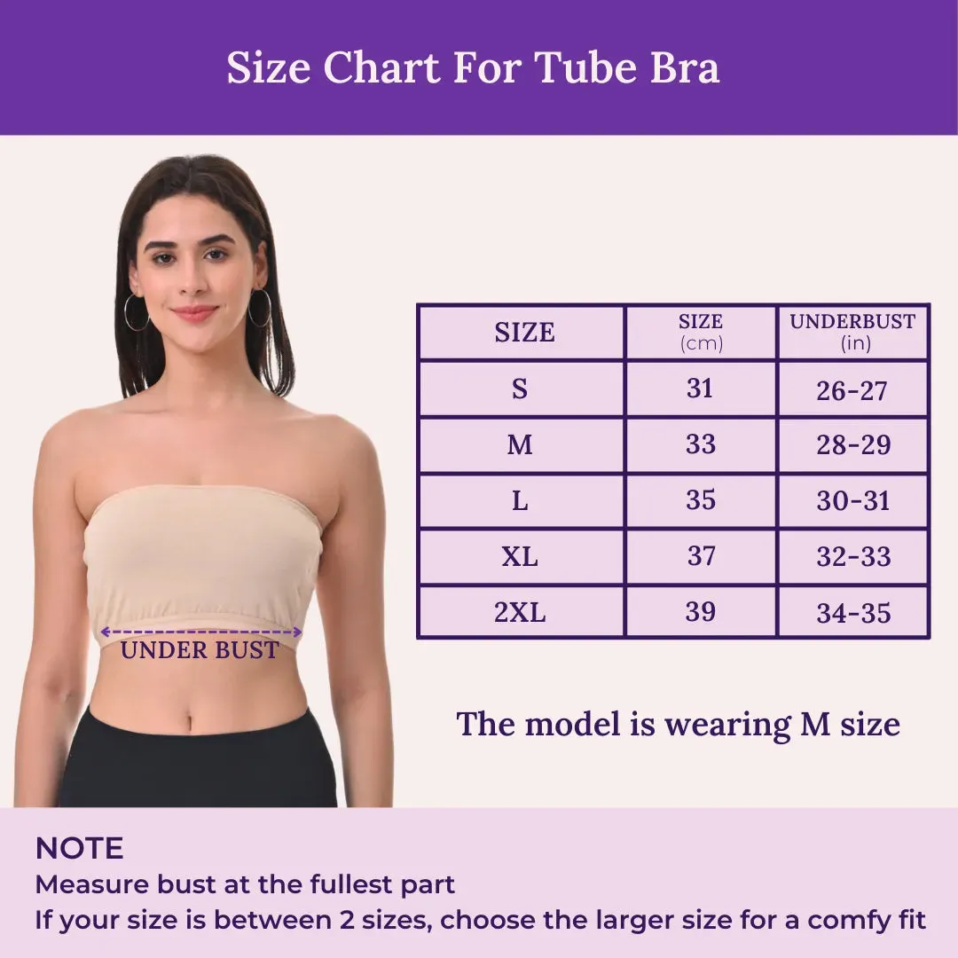 Bandeau/Tube Bra For Women | Strapless Bra | Silicone Anti-Slip Band | Triple Layer Front Panel | Conceals Visibility Of Nipples