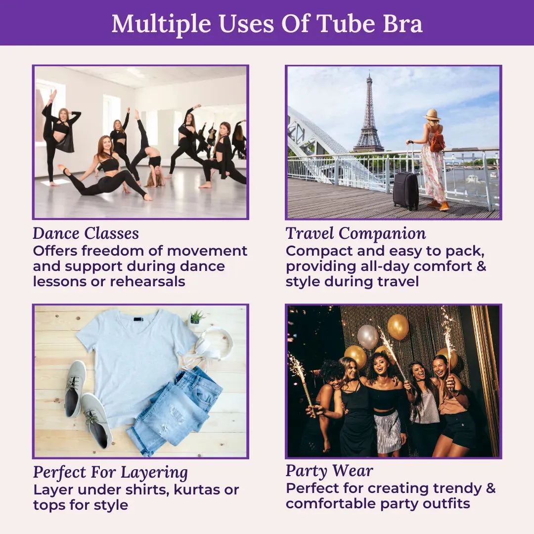 Bandeau/Tube Bra For Women | Strapless Bra | Silicone Anti-Slip Band | Triple Layer Front Panel | Conceals Visibility Of Nipples