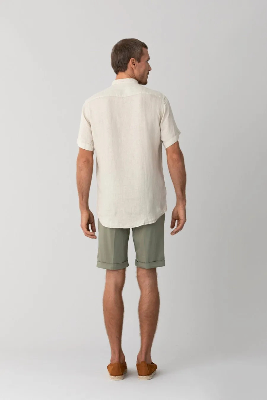 basic linen shirt mao beige