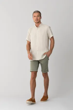 basic linen shirt mao beige