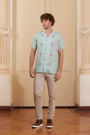 bastión linen shirt aqua