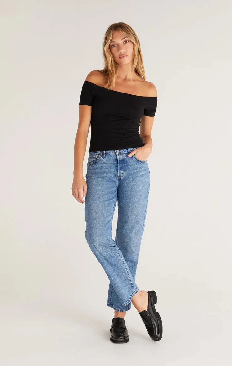 Beth Off Shoulder Top | Black