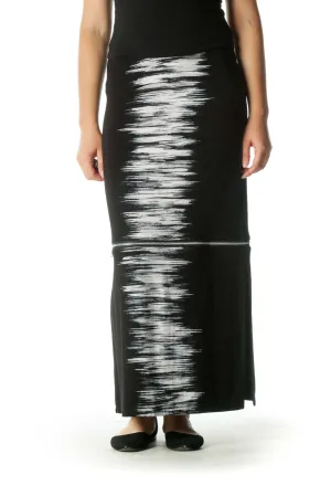 Black and White Zippered Maxi Skirt