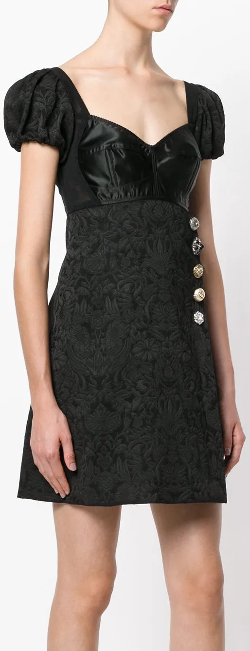 Black Corseted Wrap Dress