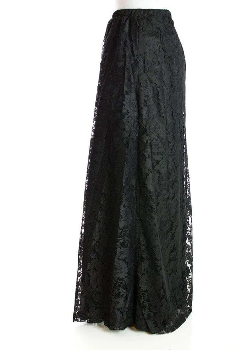 Black Floral Lace Maxi Skirt
