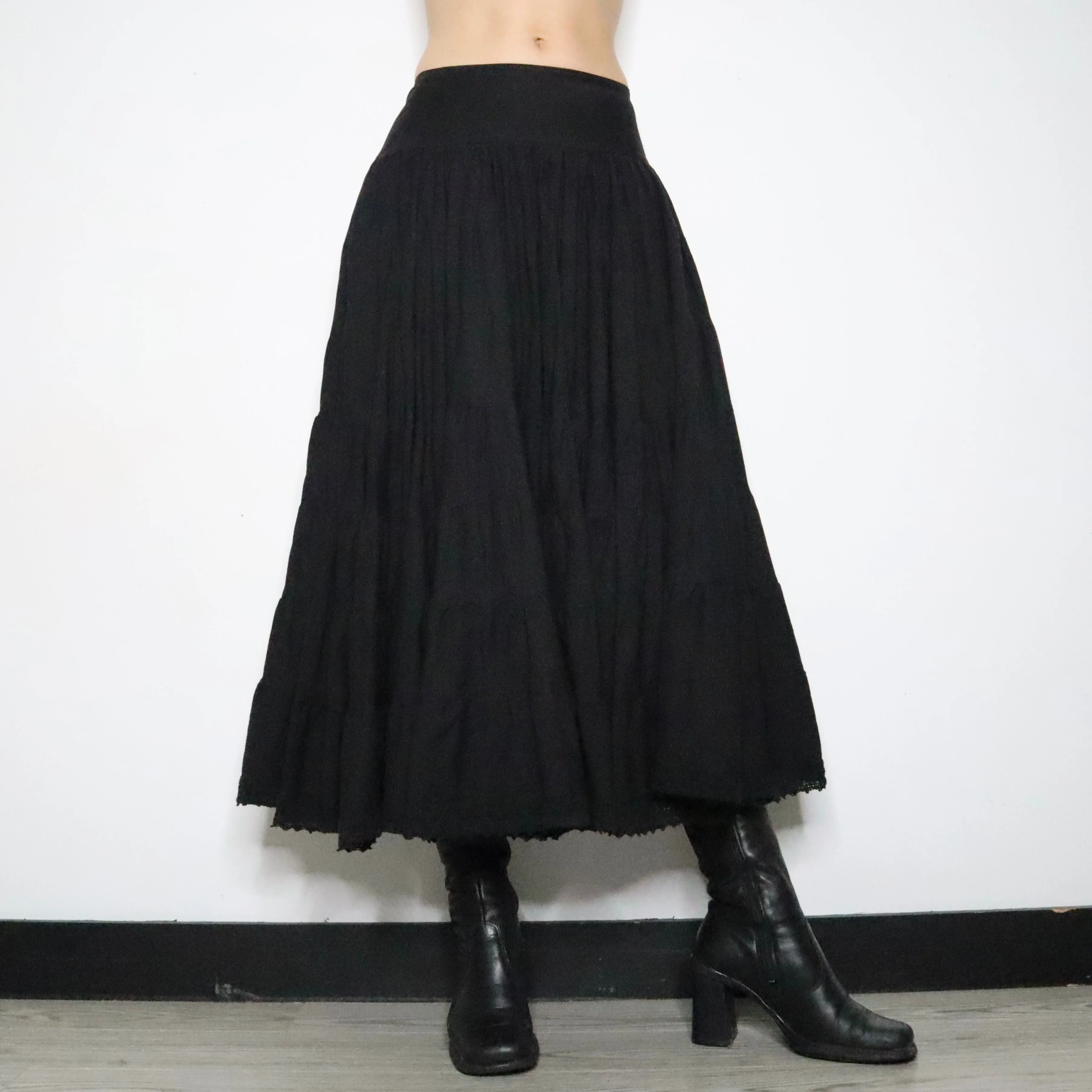 Black Tiered Maxi Skirt (XS-S)