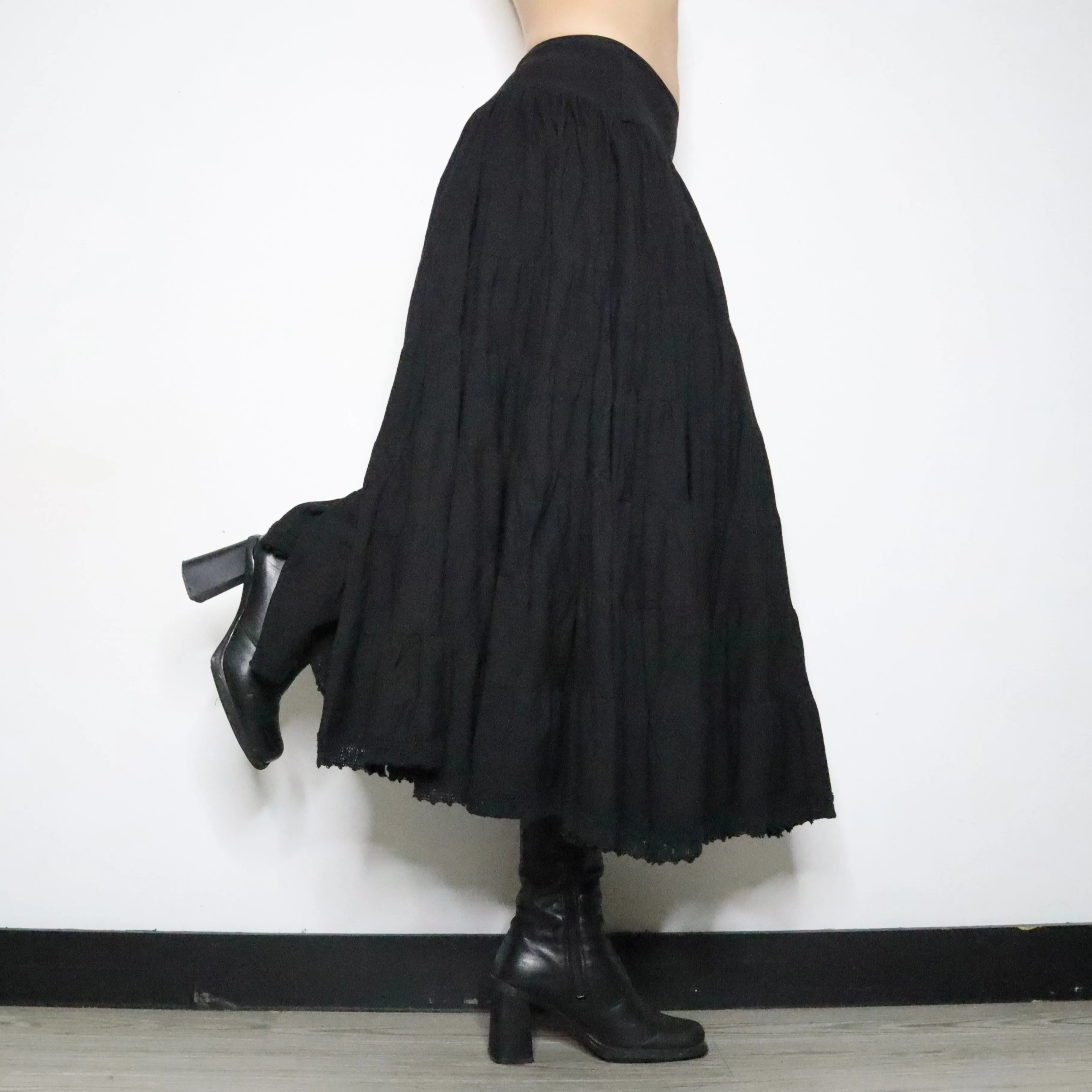 Black Tiered Maxi Skirt (XS-S)
