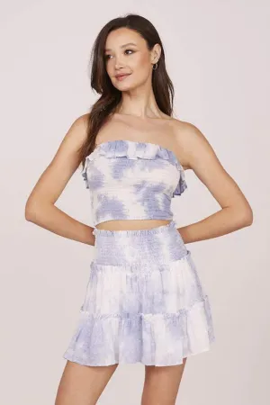 Blue Swiss Dot Smocked Tube Top