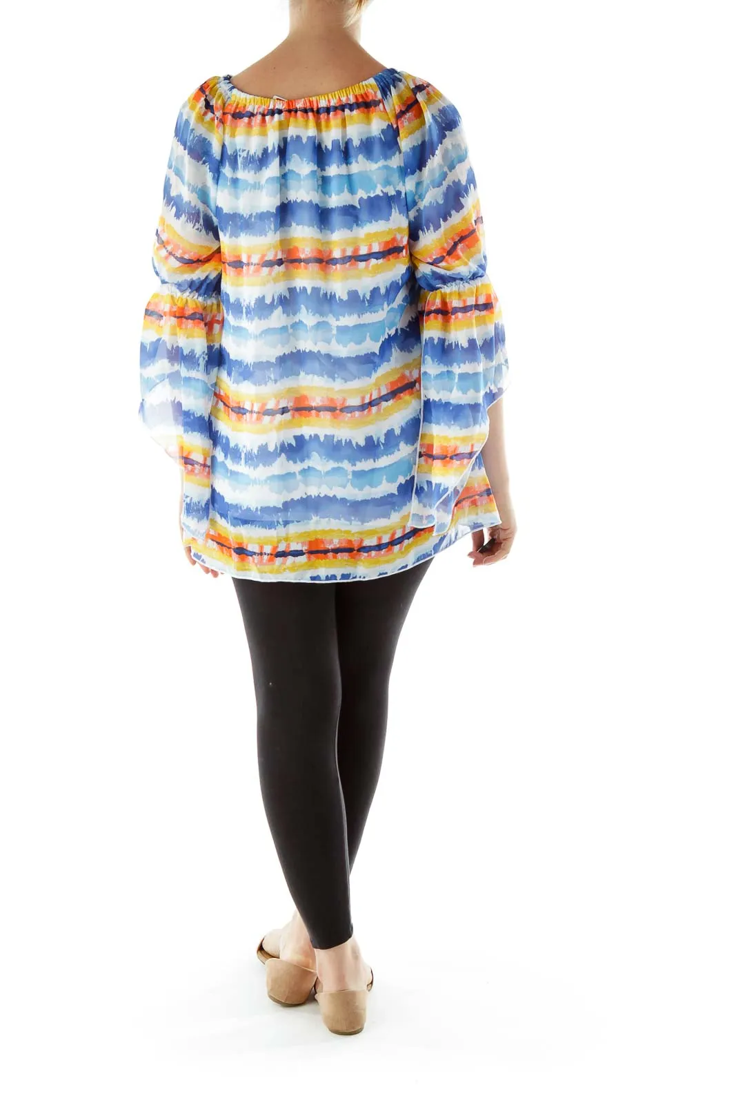 Blue White Off Shoulder Blouse